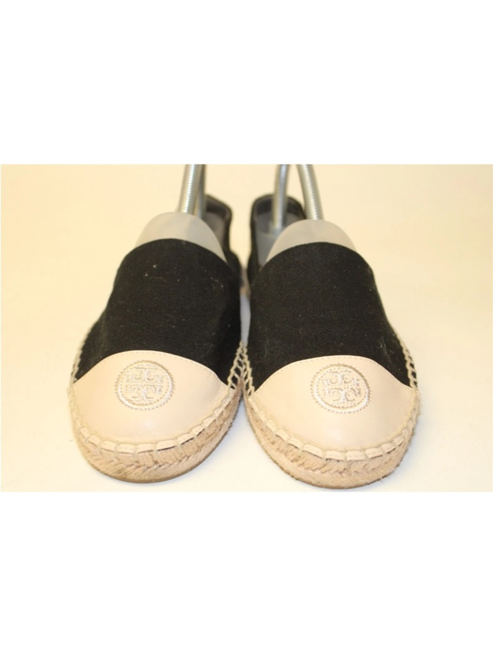 Tory Burch Black Canvas Espadrille with Cream Toe size 8